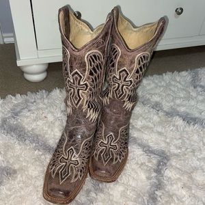 Women’s Corral Boots Brown Black Cross, size 6.5